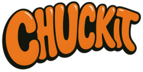 Chuck It Logo Lettering, orange text